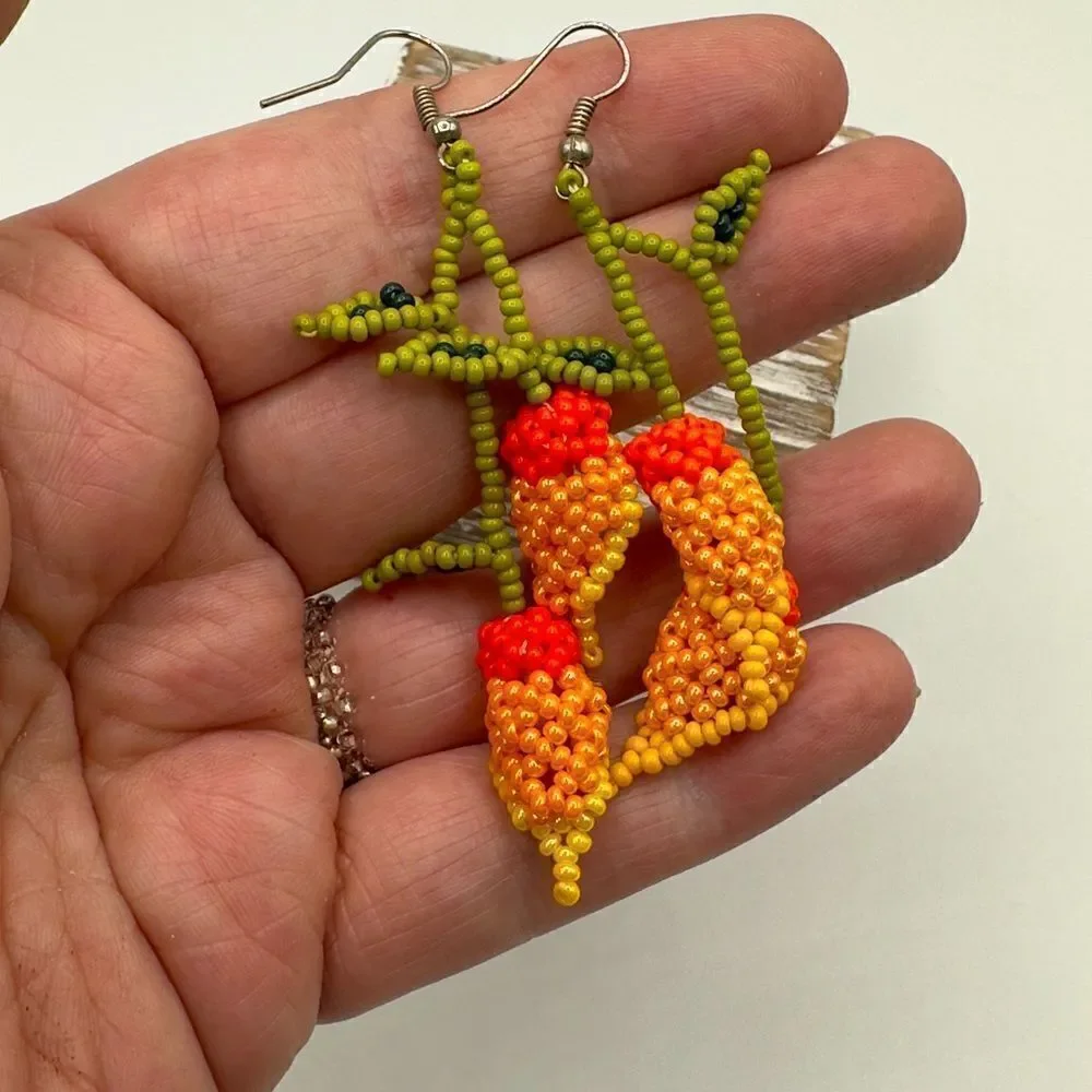 Vintage Handmade Seedbed Flower Earrings